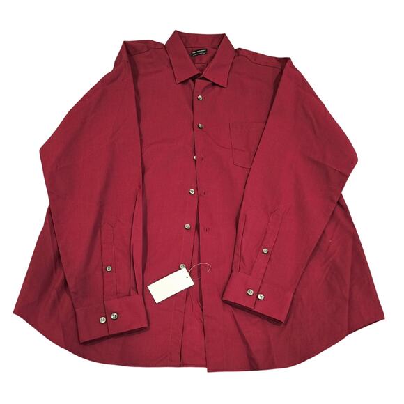 NWT Van Heusen Cranberry Men's Dress Shirt Fitted Wrinkle Free Size 2XL - Picture 1 of 5